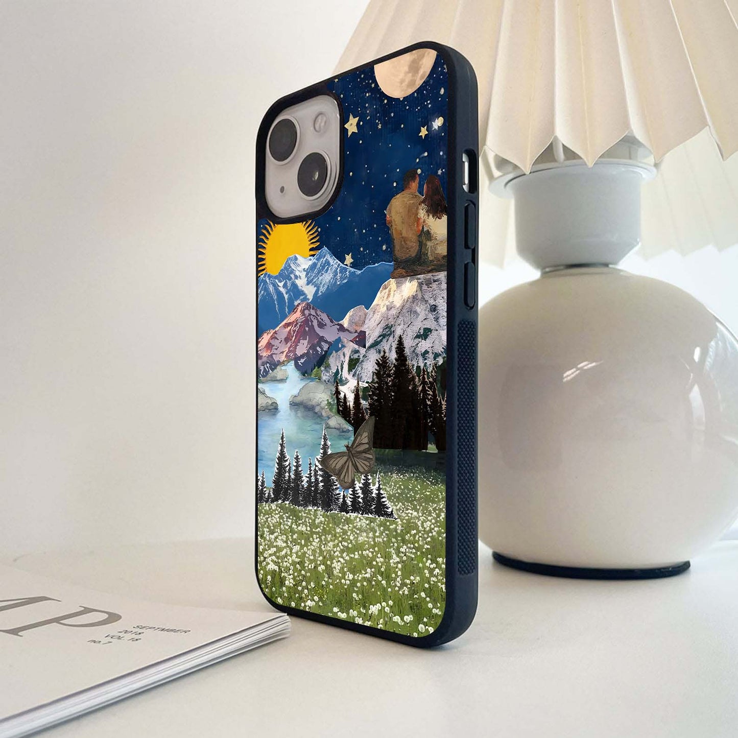 Couple under starry sky Glass Case