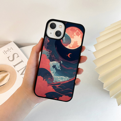 Waves And Moon Shade Glass Case