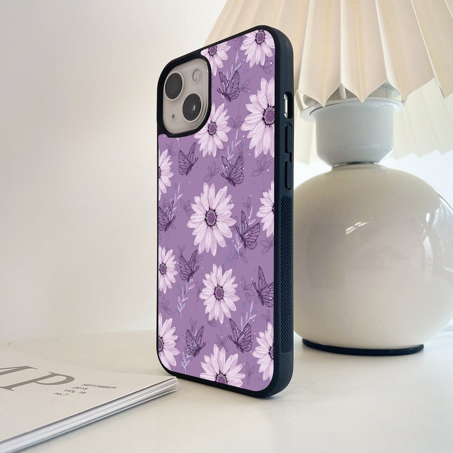 Aesthetic Flower With Butterfly Glass Case