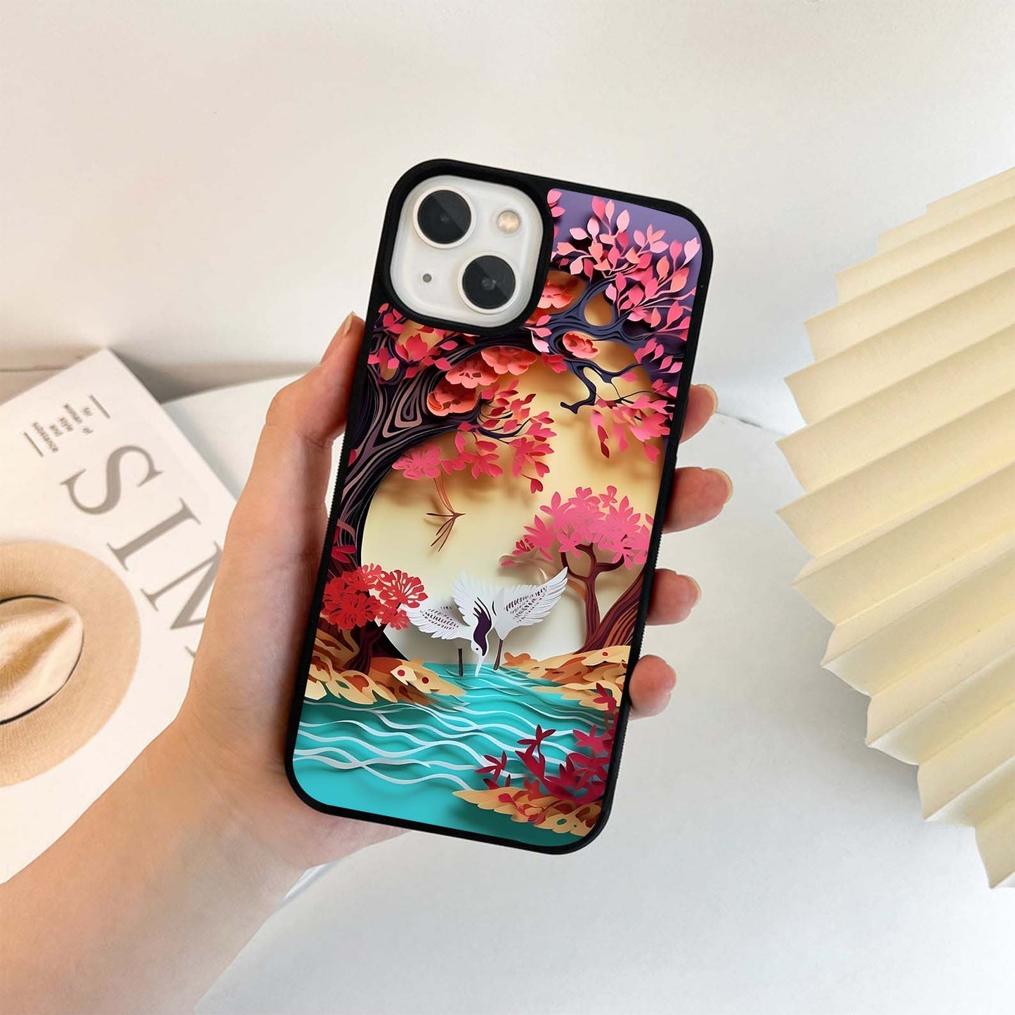 Crimson  Bird Tranquil Glass Case