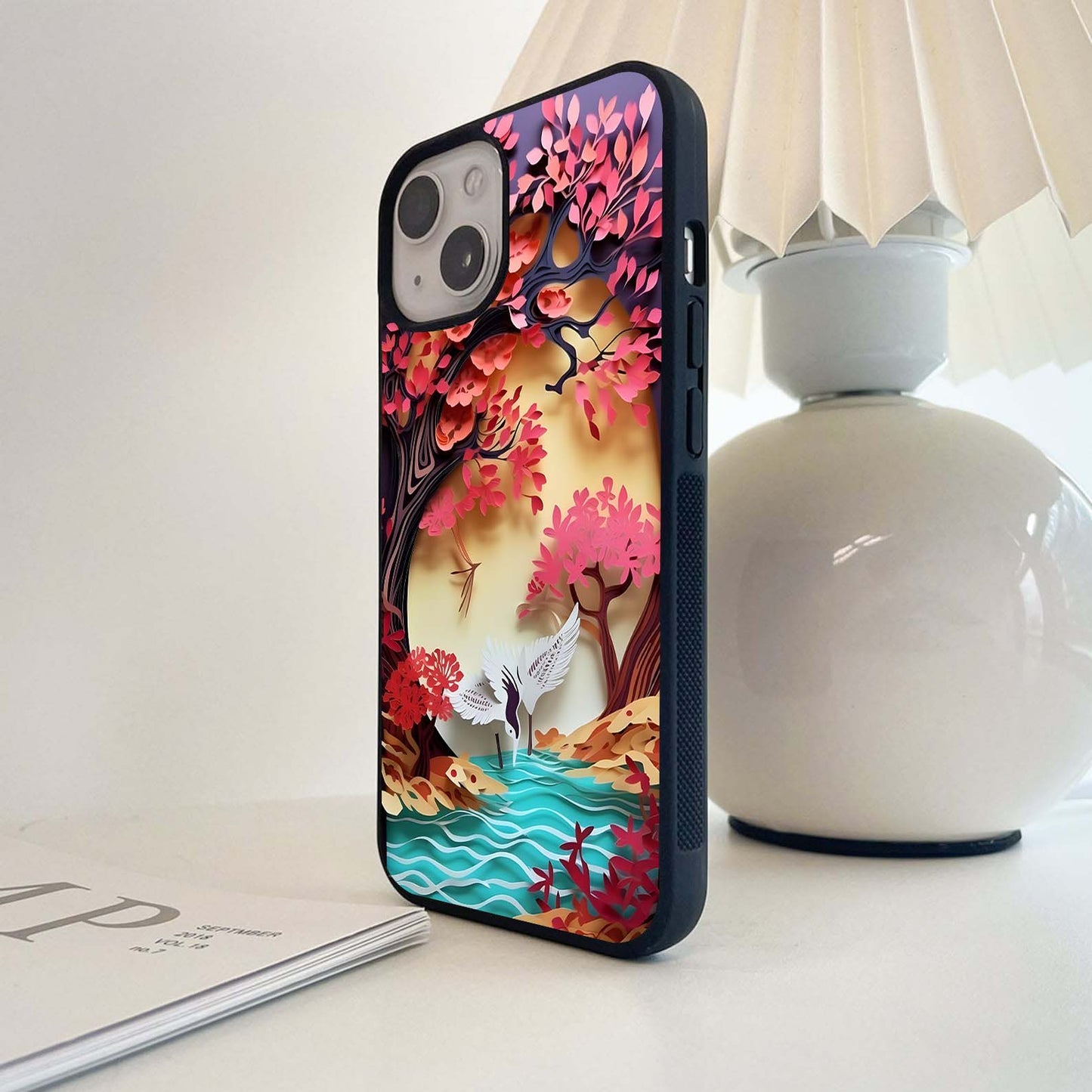 Crimson  Bird Tranquil Glass Case