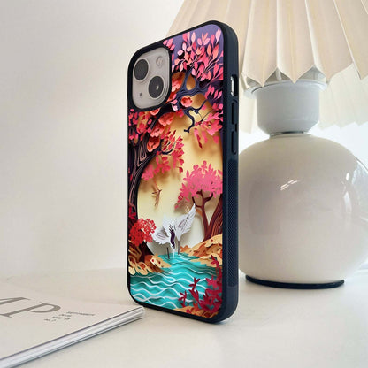 Crimson  Bird Tranquil Glass Case