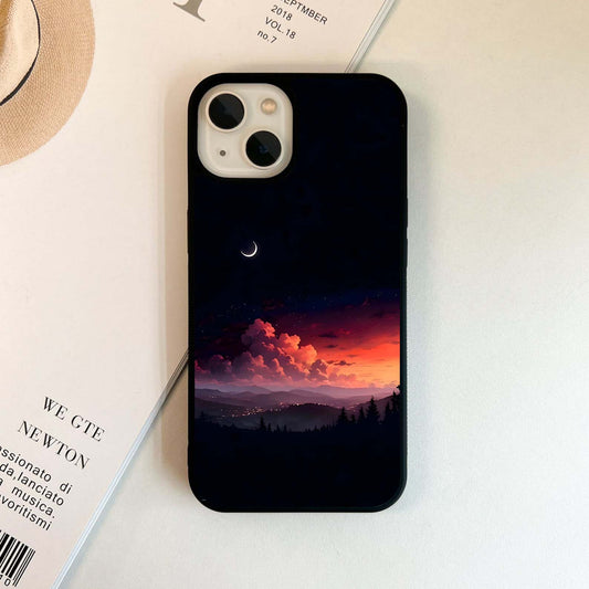 Crimson Sunset Over Valley Glass Case