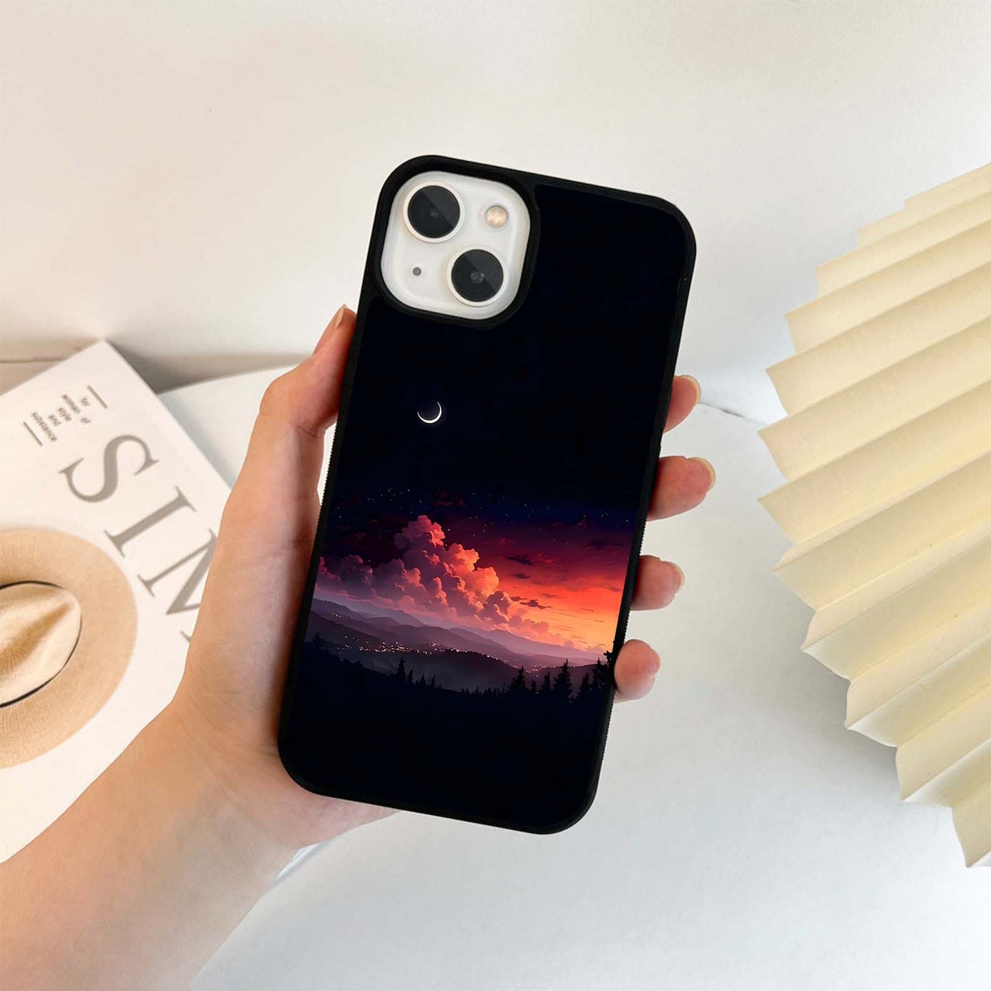 Crimson Sunset Over Valley Glass Case