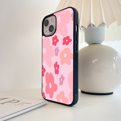 Pink Flower Floral Aesthetic Glass Case