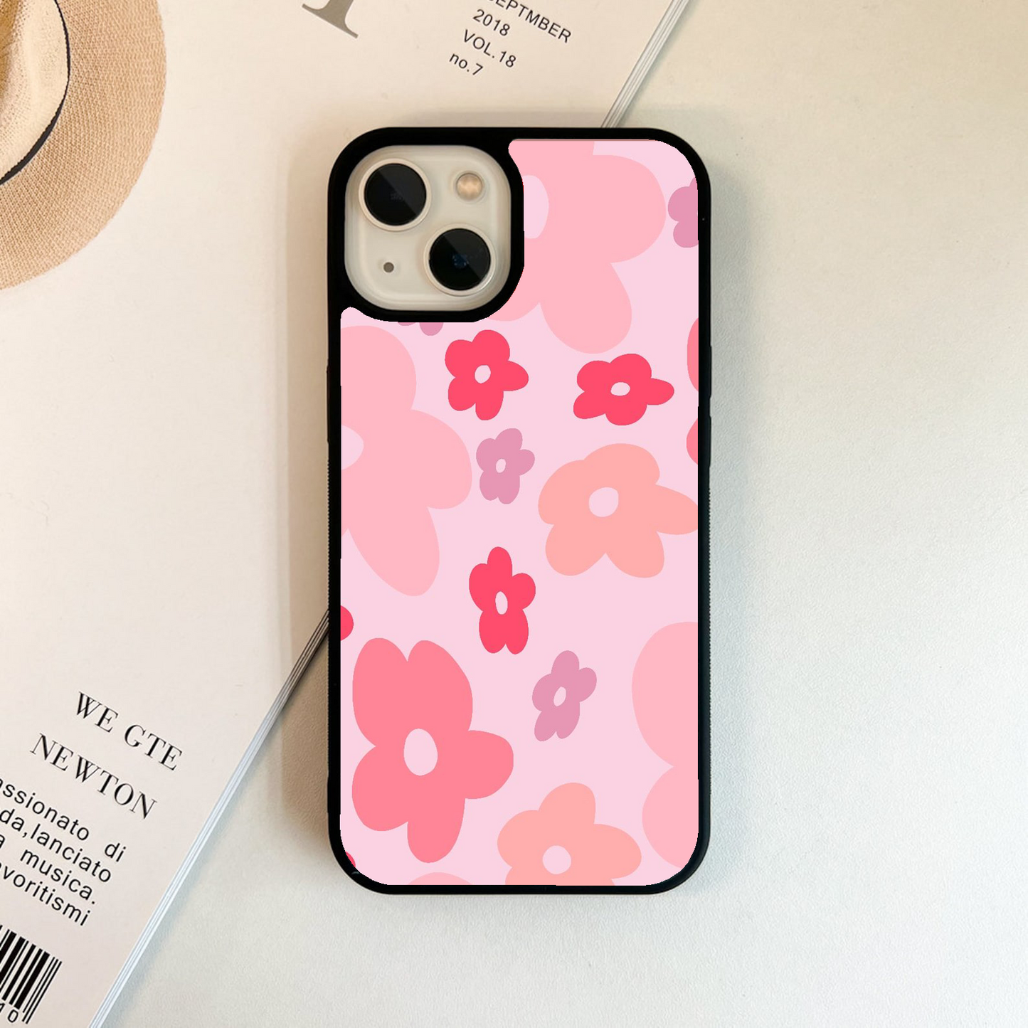 Pink Flower Floral Aesthetic Glass Case