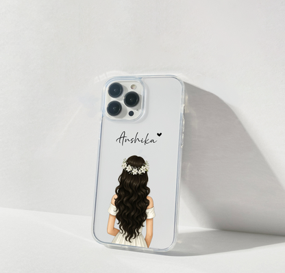 Girl Blossom Beauty Custom Name Clear Silicon Soft Cover