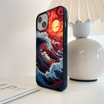 Crimson Wave Sunset Glass Case