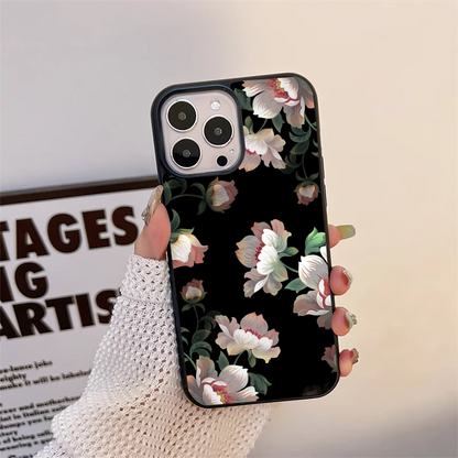 Abstract Embossed Blooming Bright Flower Glass Case