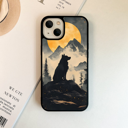 Wolf Howling Glass Case
