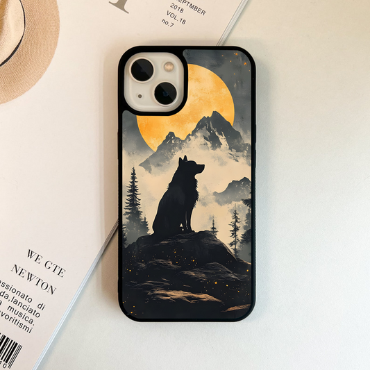 Wolf Howling Glass Case
