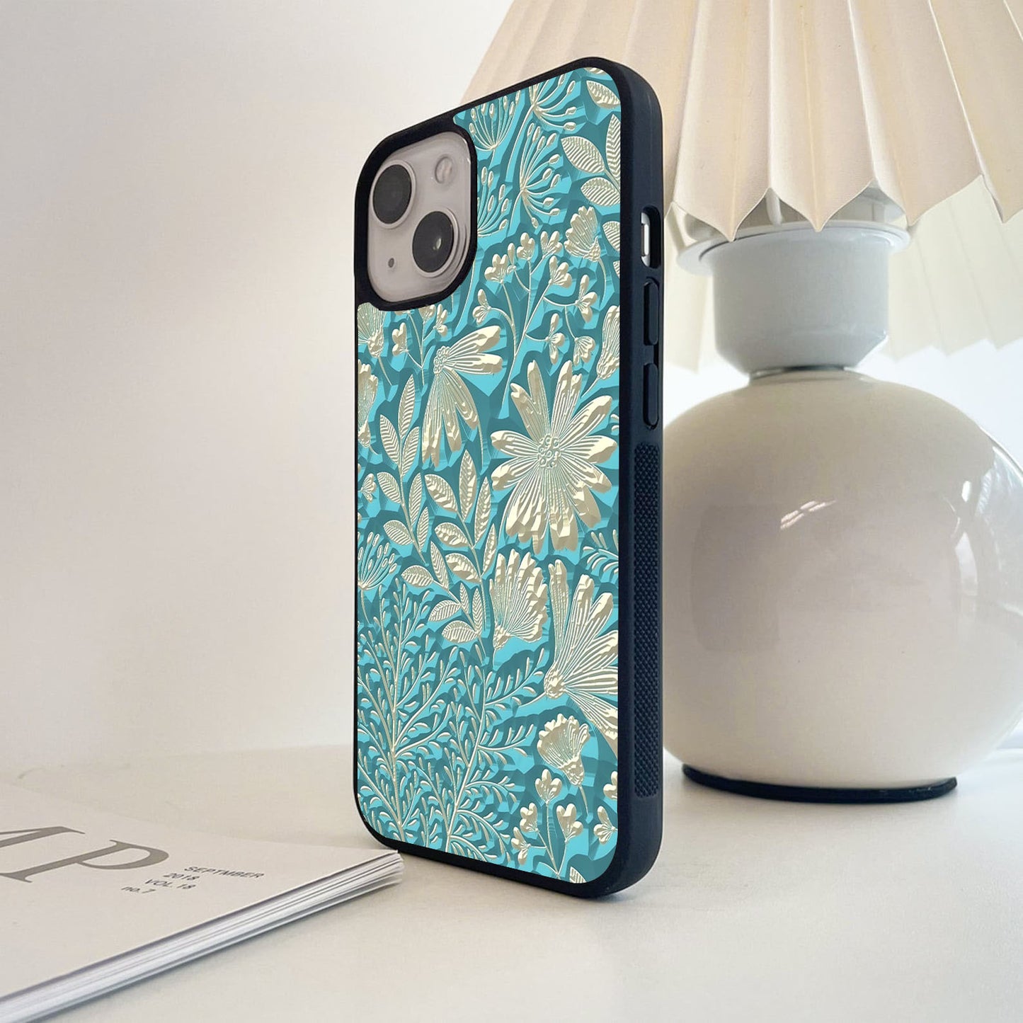 Beige Bloom Glass Case