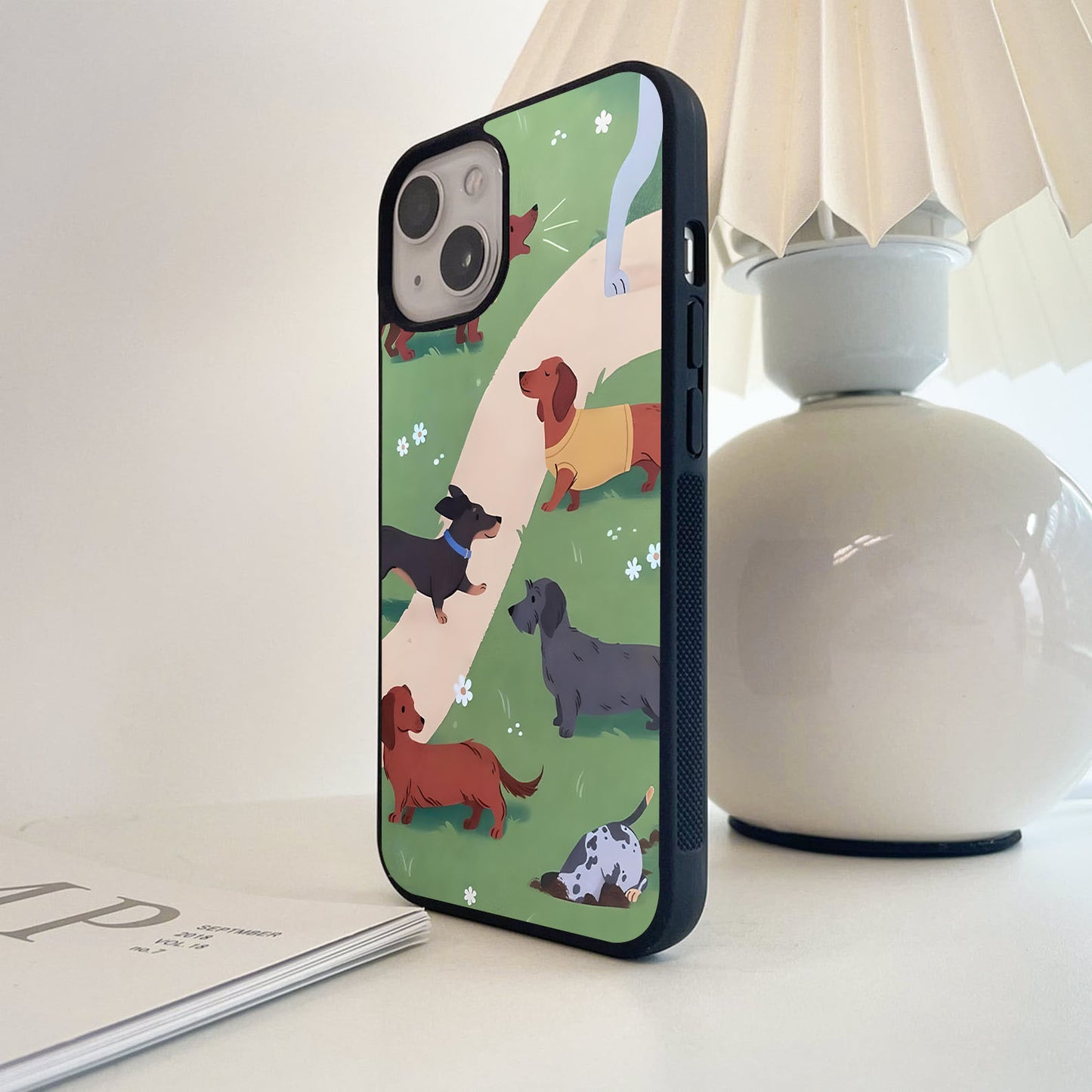 Dachshund Parade Walk Glass Case