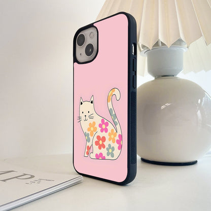 Flower Cat  Glass Case