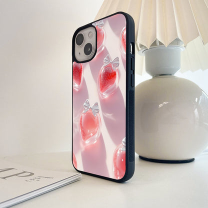 Red Strawberry Glass Case