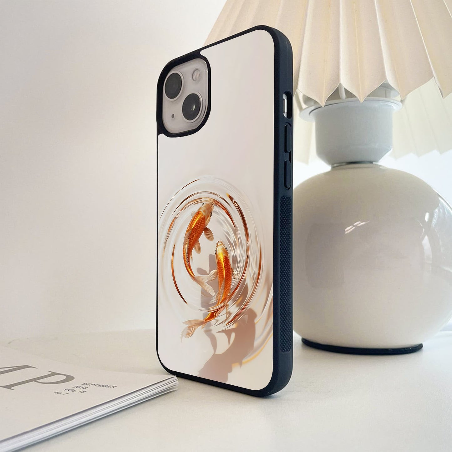 Twin Koi Whirl Glass Case