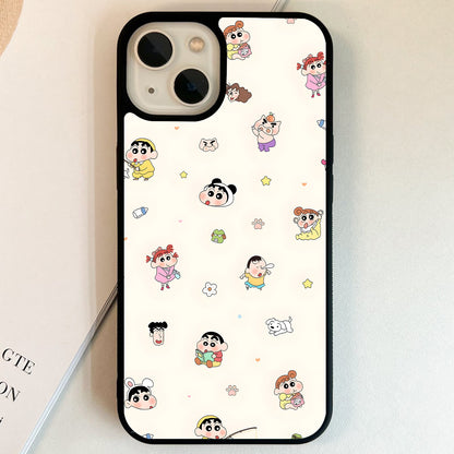 Cute Shinchan Pattern Glass Case