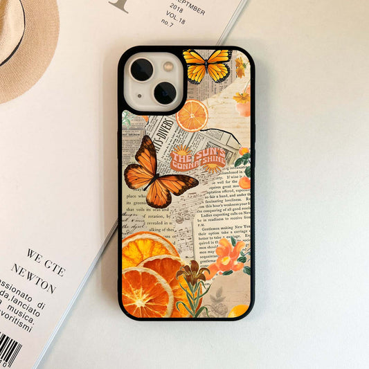 Aesthetic Orange Shine Glass Case