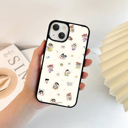 Cute Shinchan Pattern Glass Case