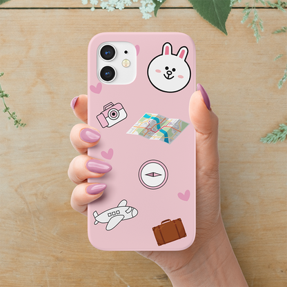 Bunny/Bear Travelling Slim Case Cover With Same Design Holder