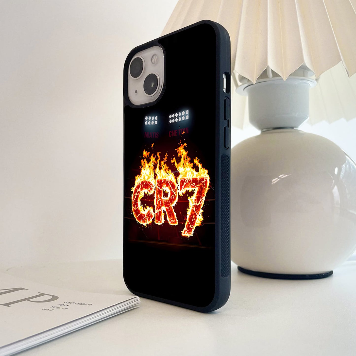 CR7 Flaming Football Glass Case