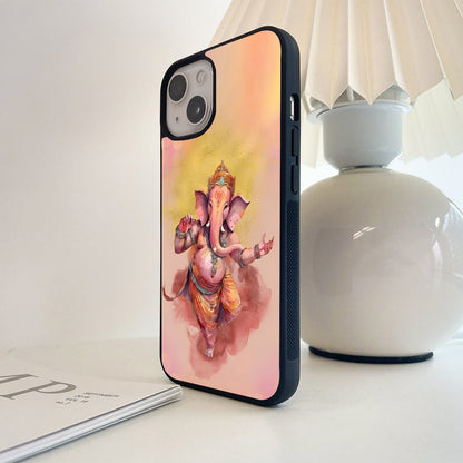 Divine Watercolor Ganesha Glass Case