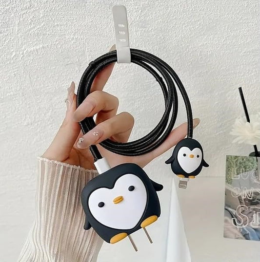 Penguin Charger Silicon Apple IPhone Charger Case | Lightning Charger/Cable Protector Cover for iPhone Chargerjkk m n