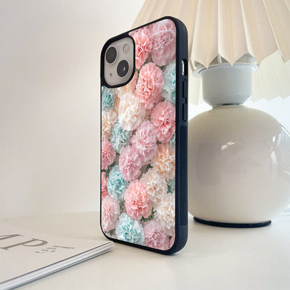 Colorfull Cyan Flowers Glass Case