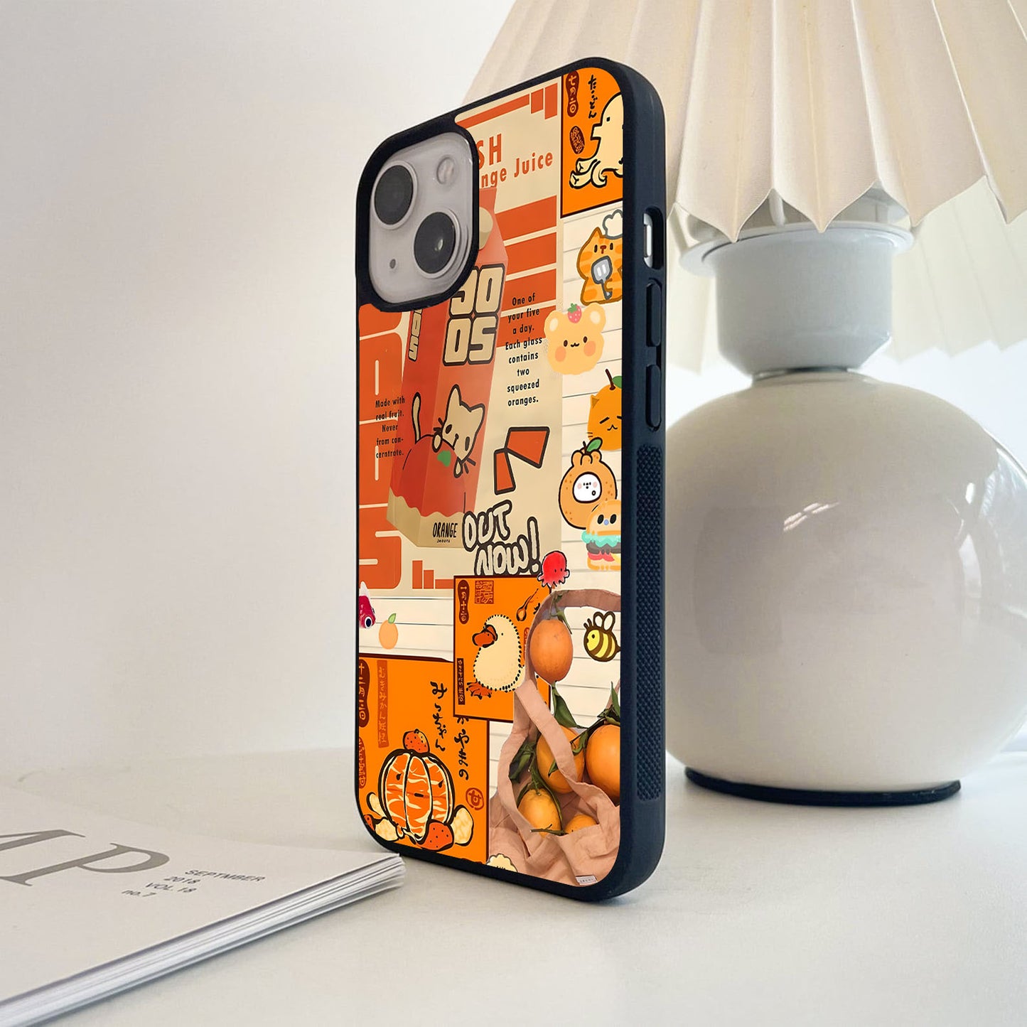 Orange aesthetic preppy Glass Case