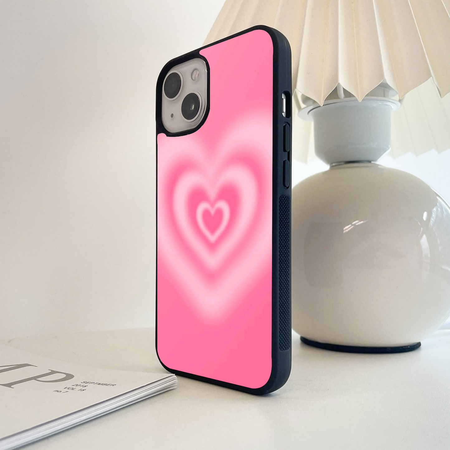 Blurry Pink Heart Glass Case