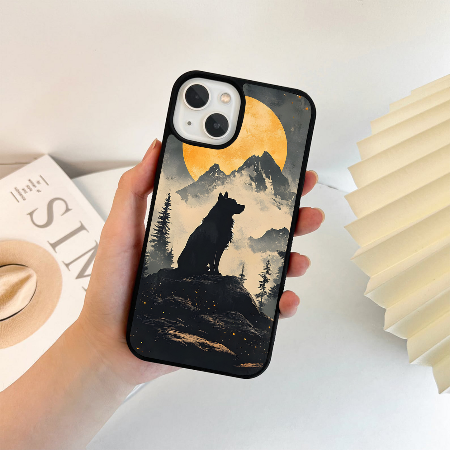 Wolf Howling Glass Case