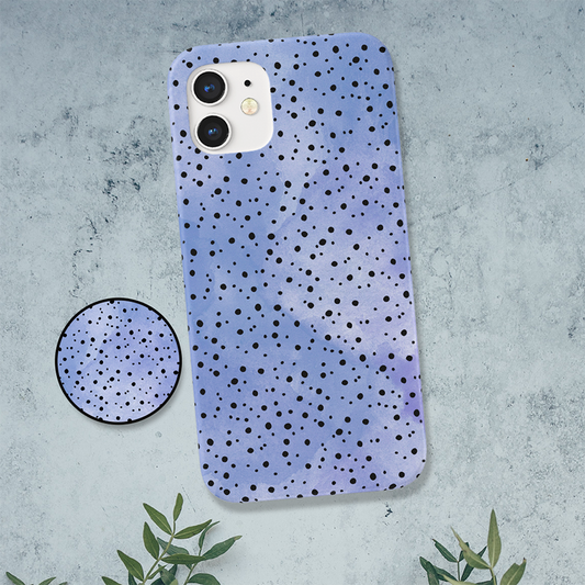 Blue with Black Dots Slim Case Cover With Same Design Holder