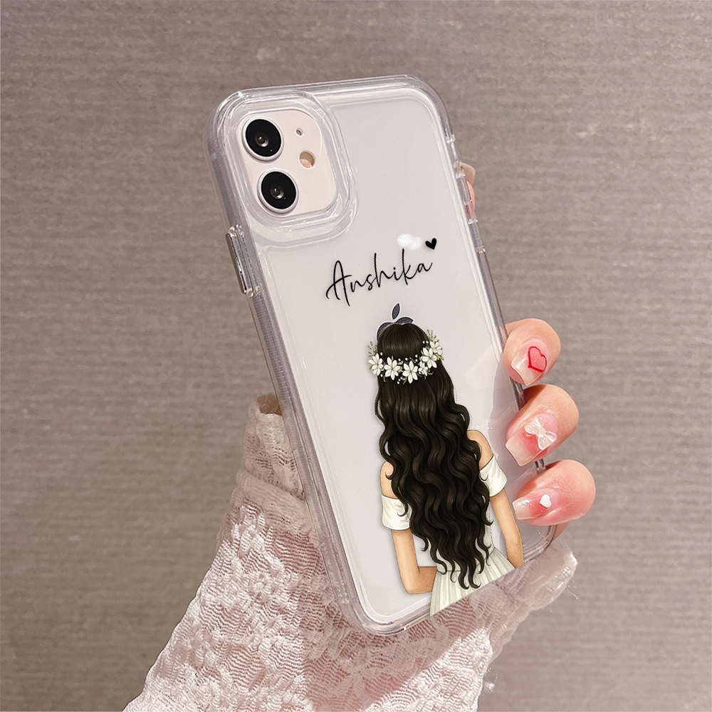 Girl Blossom Beauty Custom Name Clear Silicon Soft Cover