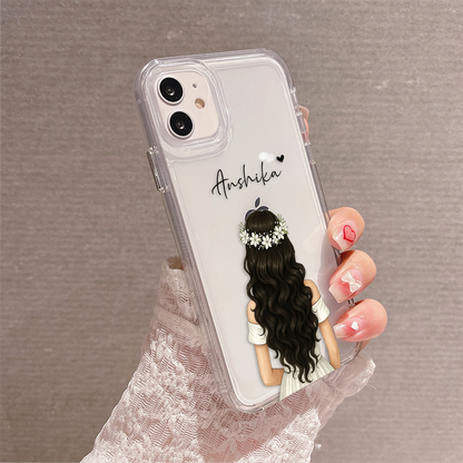 Girl Blossom Beauty Custom Name Clear Silicon Soft Cover