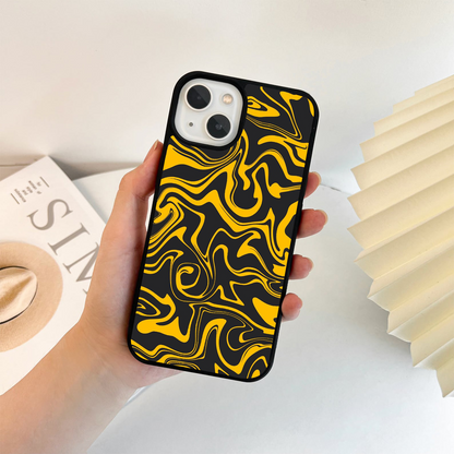 Black & Yellow Abstract Pattern Glass Case