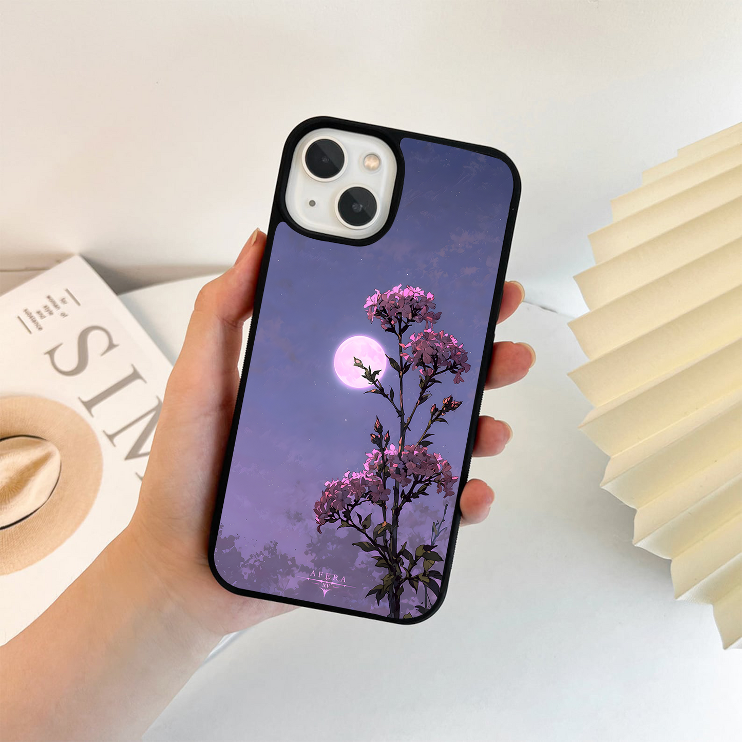 Moonlit Petal Night Glass Case