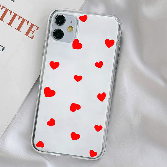 Red Hearts Pattern Soft Clear Silicon Case Cover