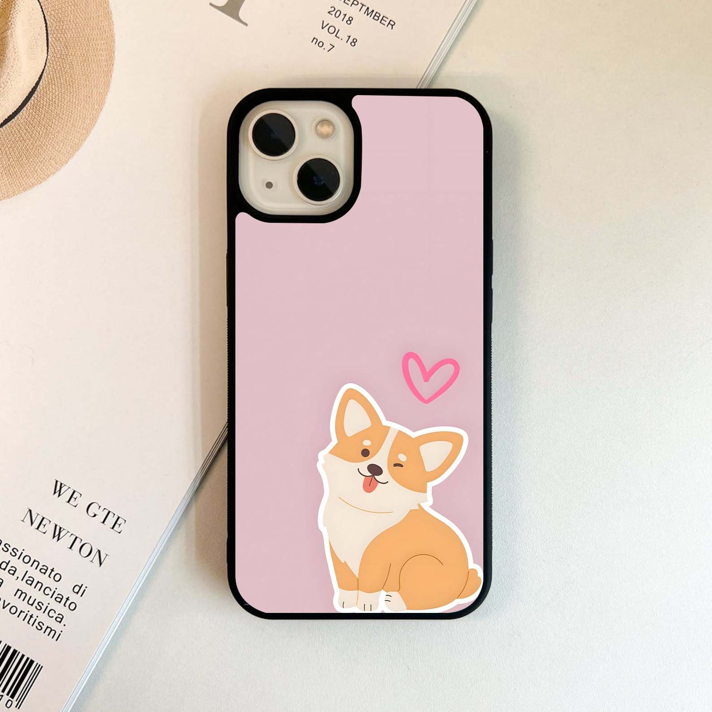 Cute Corgi with Heart Glass Case