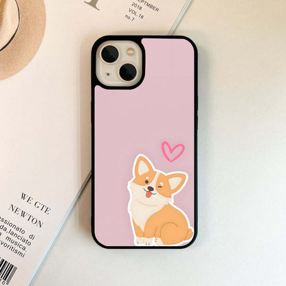 Cute Corgi with Heart Glass Case