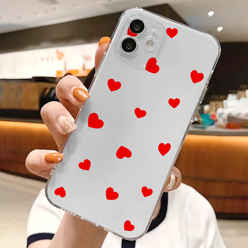 Red Hearts Pattern Soft Clear Silicon Case Cover