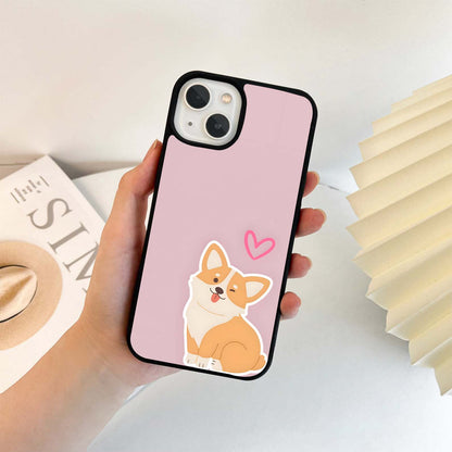 Cute Corgi with Heart Glass Case