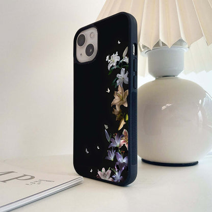 Elegant Lilies & Butterflies Glass Case