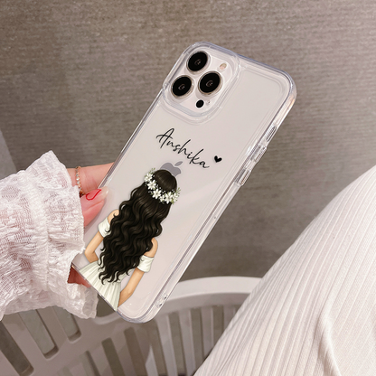 Girl Blossom Beauty Custom Name Clear Silicon Soft Cover