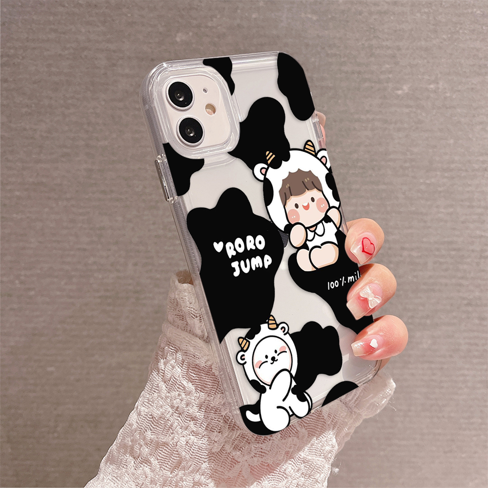 Roro Jump Cow Pattern Clear Silicon Case Cover