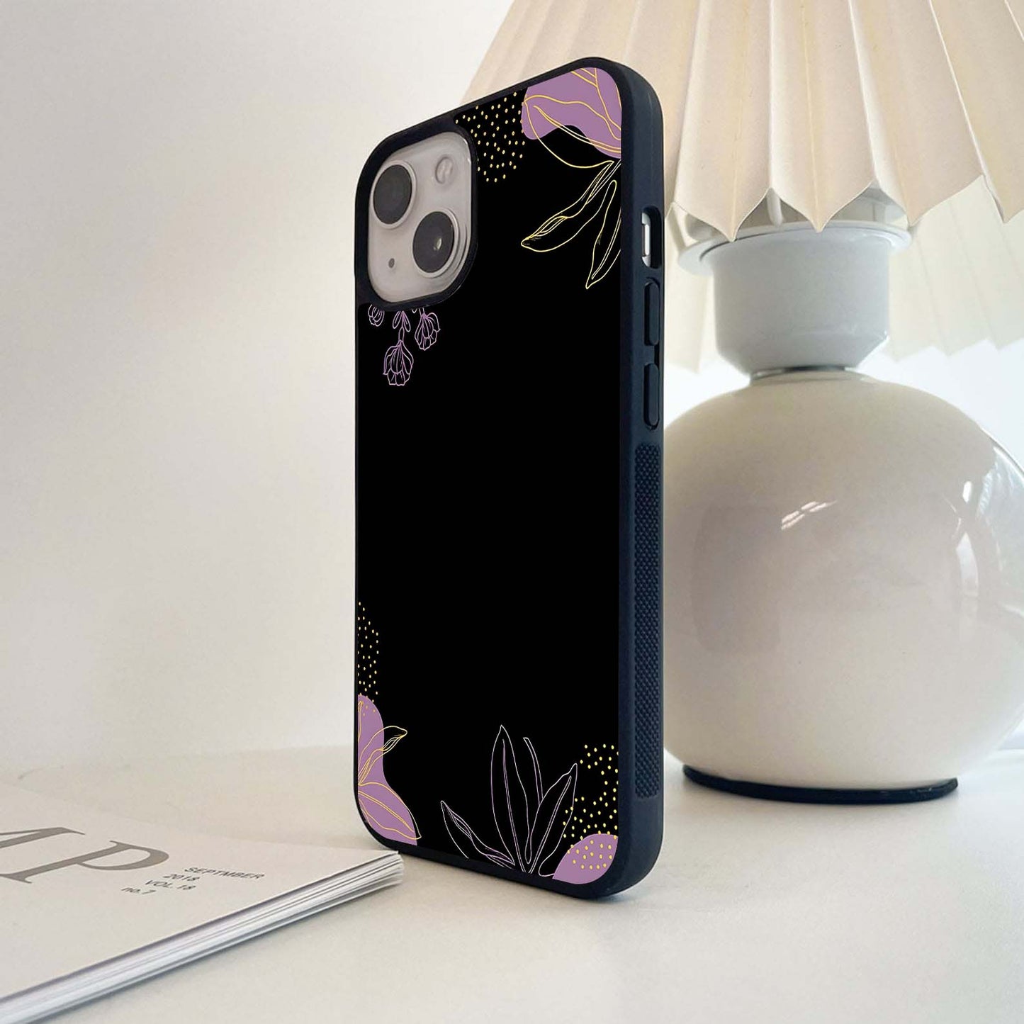 Elegant Line Floral Glass Case
