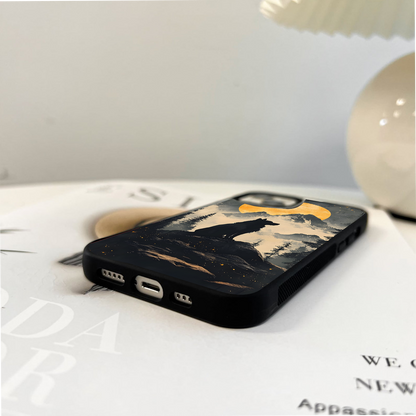Wolf Howling Glass Case