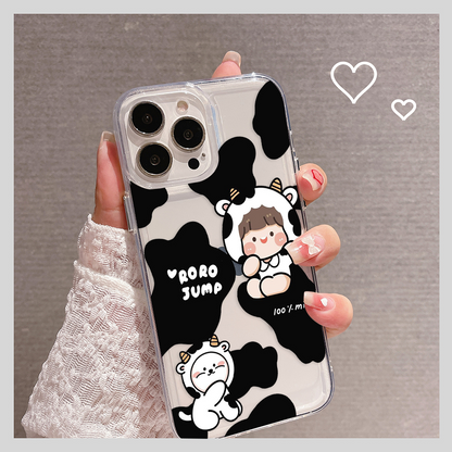 Roro Jump Cow Pattern Clear Silicon Case Cover