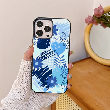 Floral Mirror Flower Pattern Glass Case