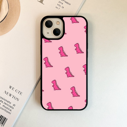 Pink Little Dino Pattern Glass Case