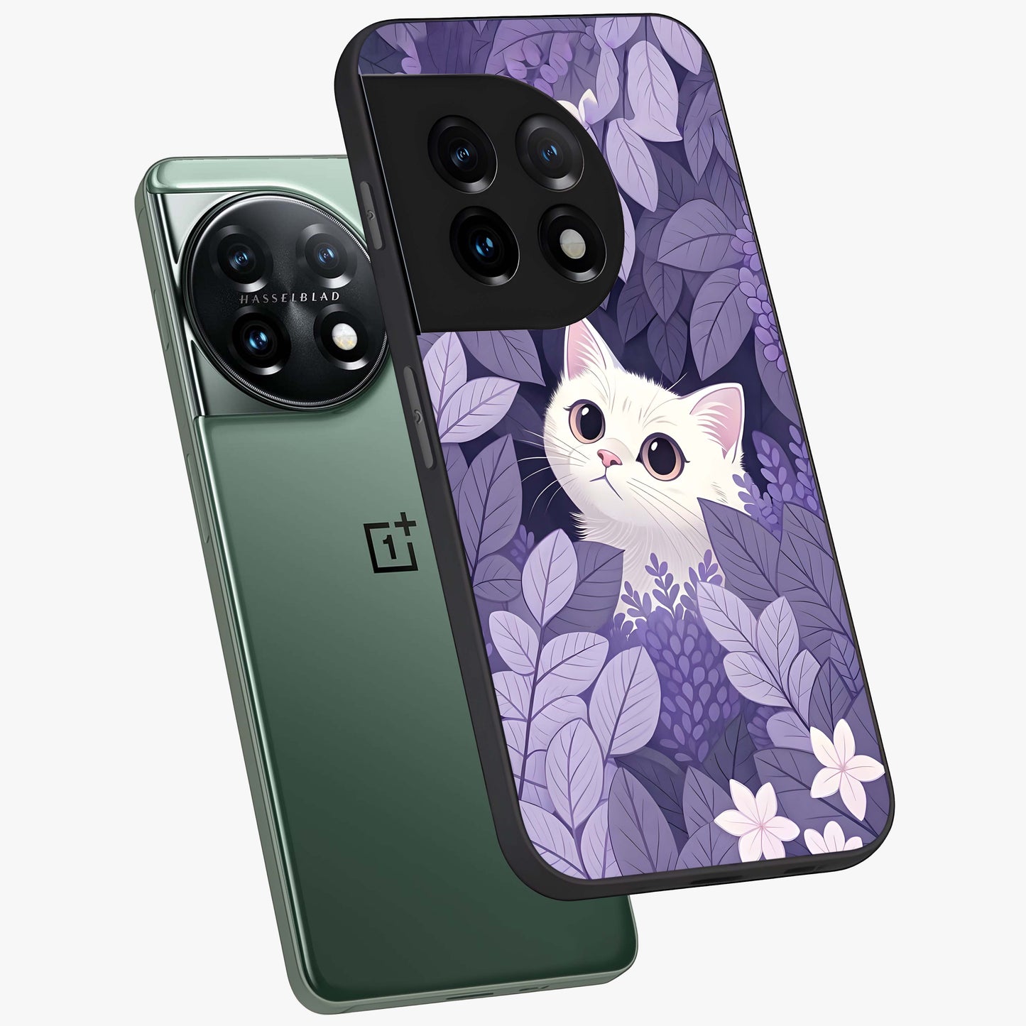 Lilac Hide Peek Cat Glass Case for OnePlus 11 |1+11